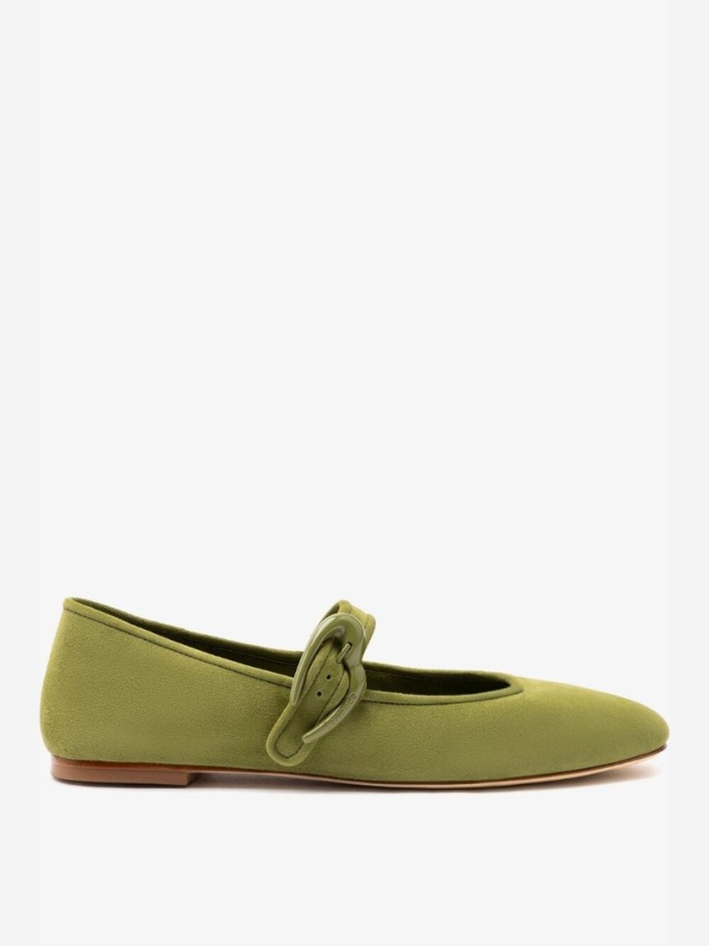 Larroudé Verona Suede Mary Jane Ballet Flat Seaweed Green Size 8